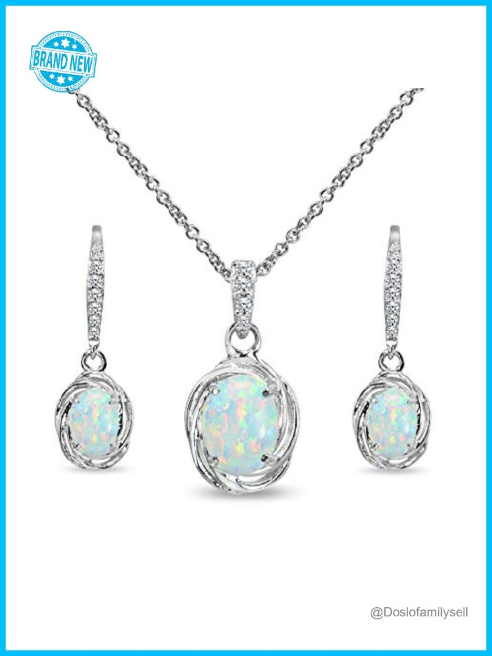 Sterling Silver Oval Synthetic White Opal Love Knot Leverback Earrings &
